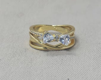 S925 Silver Ring, 14K Gold-Plated Bow Ring, Silver Ring With Cubic Zirconia, Personalized Ring, Rings For Women