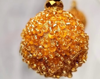 Miniature Gold Glass Christmas Ornaments sold in a Set of 4.