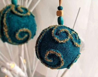 Teal blue Christmas tree ornaments