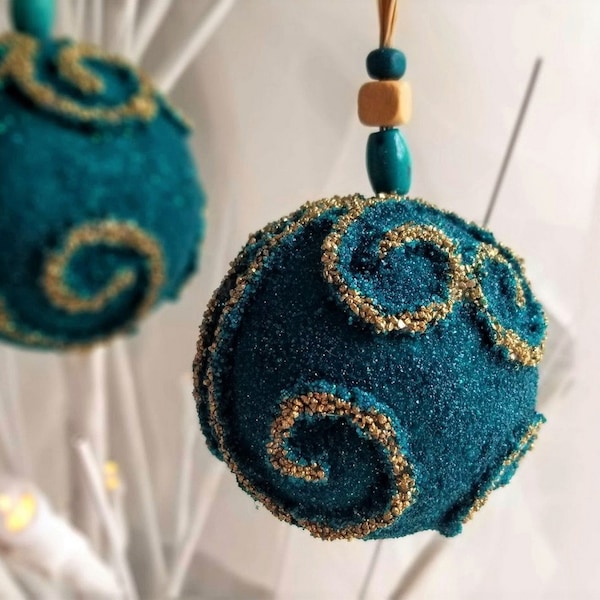 Teal blue Christmas tree ornaments