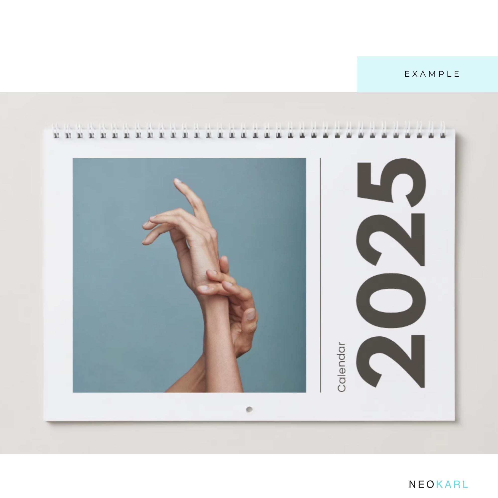 Printable 2025 Wall Calendar PDF Modern Canva Template Instant Download ...