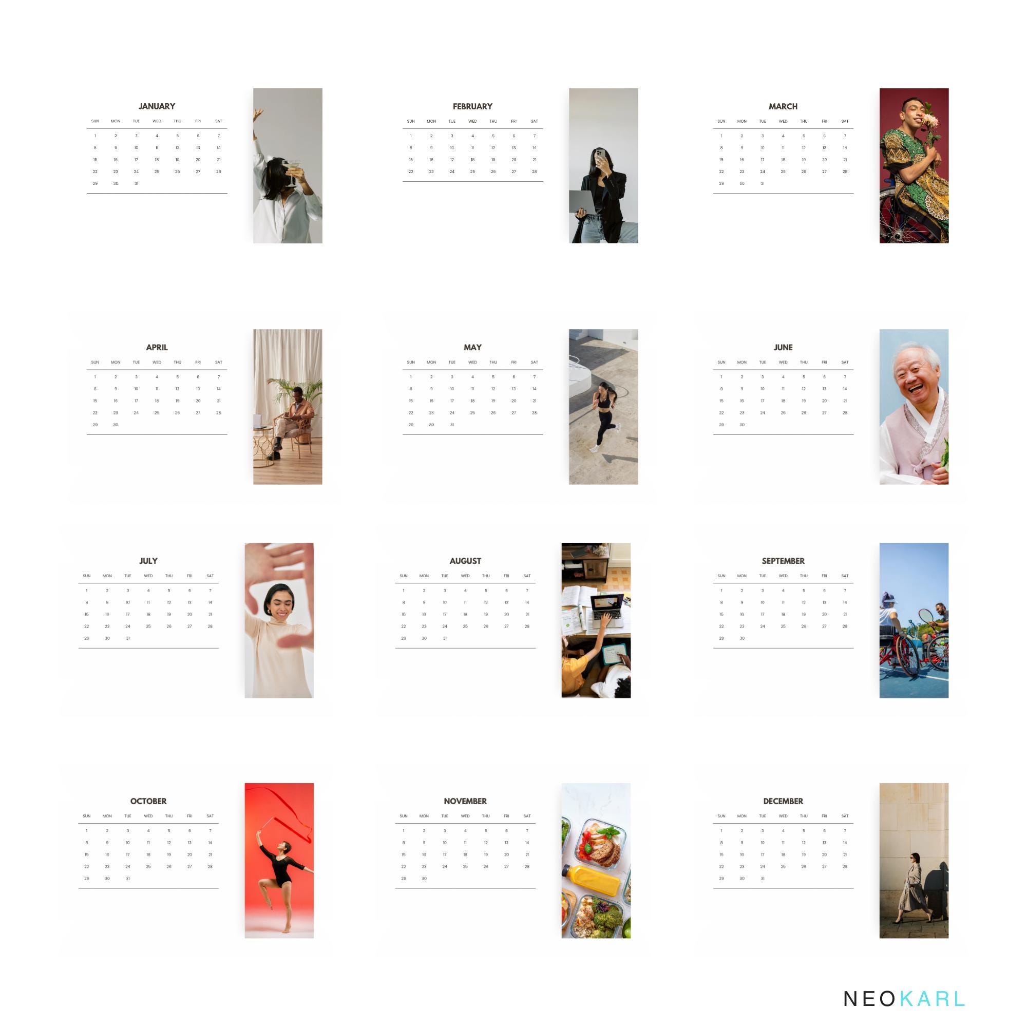 Printable 2025 Wall Calendar PDF Modern Canva Template Instant Download ...