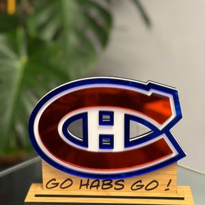 Montreal Canadiens Decor | GO HABS GO Sign | Hockey Fan Gift | Nhl Style Display |