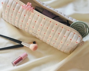 Quilted Cotton Hair Tool Travel Bag, Heart Pattern Organizer