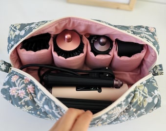 Floral Quilted Travel Bag: Dyson Airwrap/Airstrait  Hair Tool Organizer