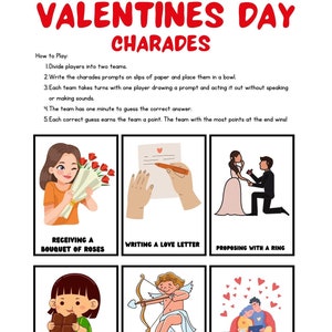 Charadas de San Valentín y Family Feud para adultos, juegos de fiesta divertidos, noche de juegos en pareja, tarjetas de juego para imprimir, celebración romántica y llena de risas