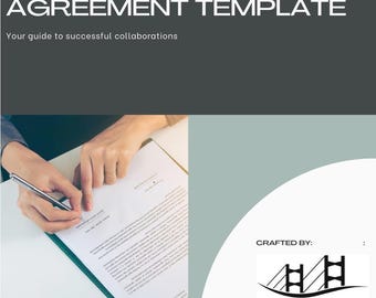 May include: A black and white image of a person signing a content licensing agreement template. The text "CONTENT LICENSING AGREEMENT TEMPLATE" is at the top of the page. The text "Your guide to successful collaborations" is below the title. The text "CRAFTED BY:" is at the bottom of the page, with a logo of a bridge and the text "UMUNNA LEGAL GROUP" below the logo.