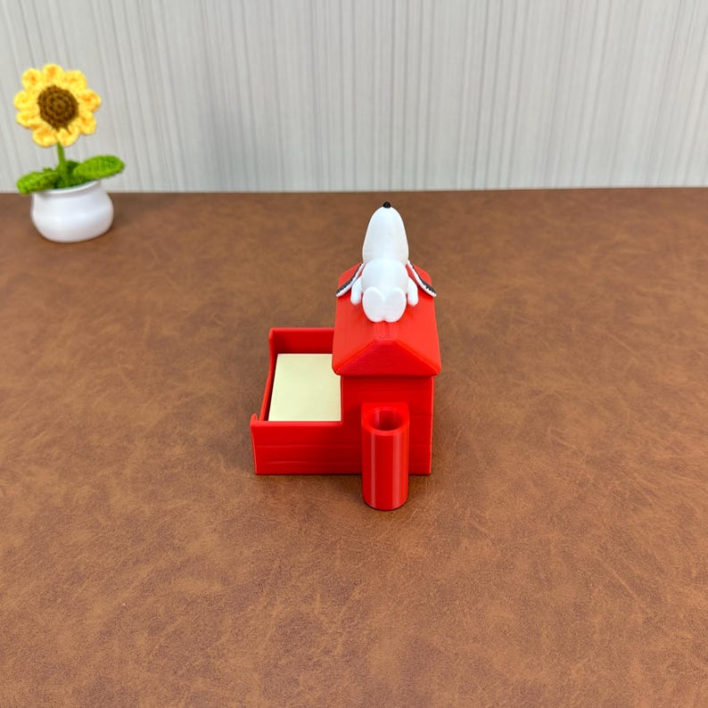 Snoopy anteckningsblockshållare med pennmugg | Söt skrivbordsorganisatör och klisterlappshållare | Rolig kontorspresent, lärarpresent, Snoopy skrivbordsdekor bild 4