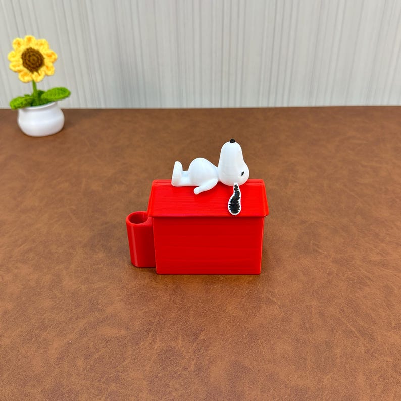 Snoopy anteckningsblockshållare med pennmugg | Söt skrivbordsorganisatör och klisterlappshållare | Rolig kontorspresent, lärarpresent, Snoopy skrivbordsdekor bild 5