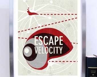 11x14 Science Poster Art Print Original Science Illustration - Escape Velocity Science Art - Wall Art