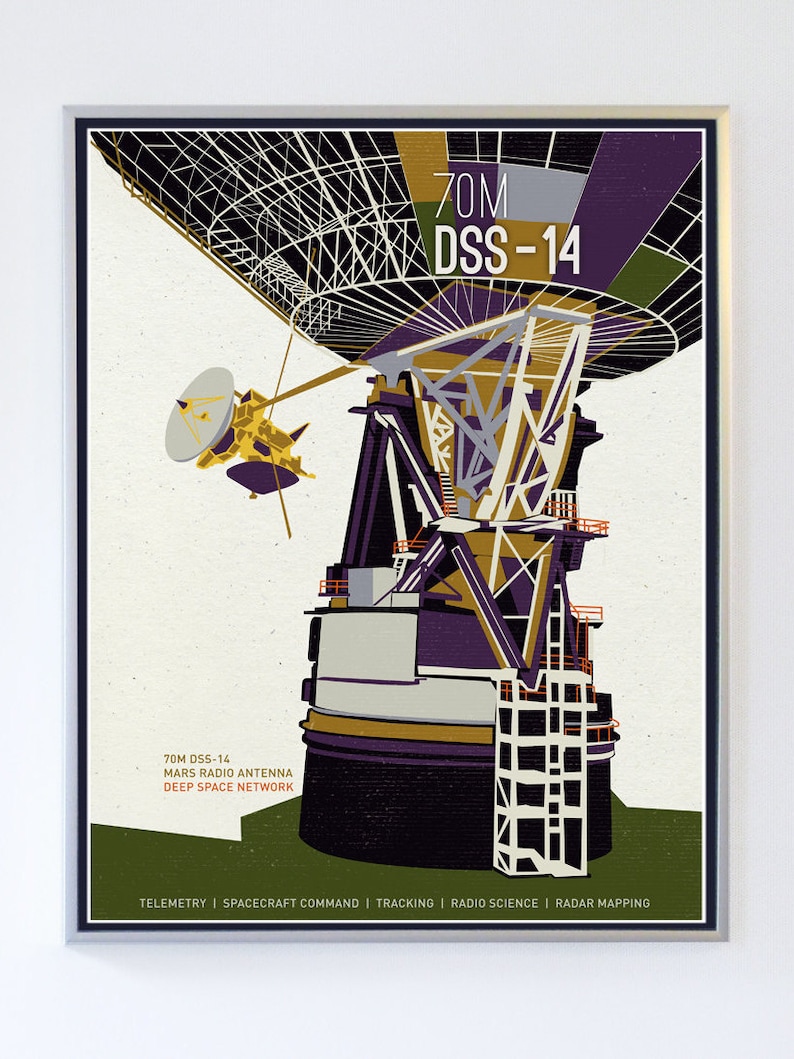 11x14 Mars Antenna Deep Space Network, Science Poster Art Print Original Illustration Science Poster Print Stellar Science Series image 1