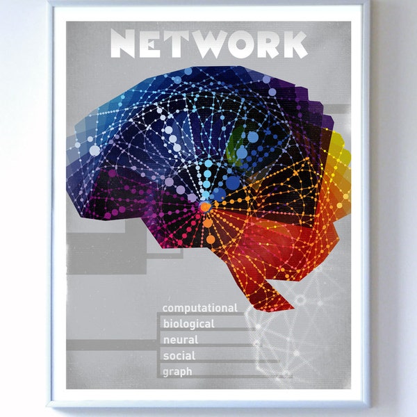 11 x 14 Gehirn Neuron Illustration, Kunstdruck, Netzwerk-Konnektivität, Fine Art Print, Wissenschaft Wandkunst
