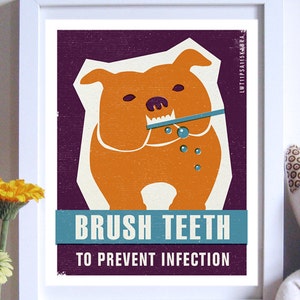 Brush Dogs Teeth Ink and Sword Pet Care Poster Typography Art Print image 1