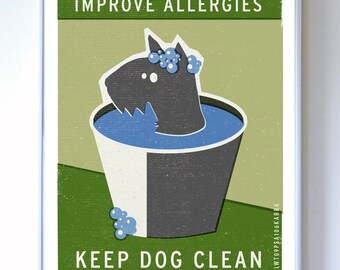 Scottish Terrier - Improve Allergies - Original Illustration - Typography Poster Print