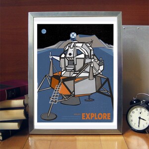11 x 14 Apollo 11 Lunar Mission Module Explore, Science Poster Art Print, Stellar Science Series Wall Art image 2