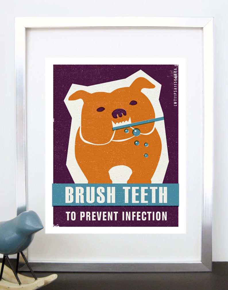 Brush Dogs Teeth Ink and Sword Pet Care Poster Typography Art Print image 2