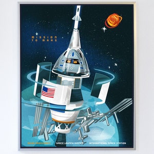 11 x 14 Mars Mission Orion, SLS Science Poster Art Print, Original Illustration Stellar Science Series™ image 2