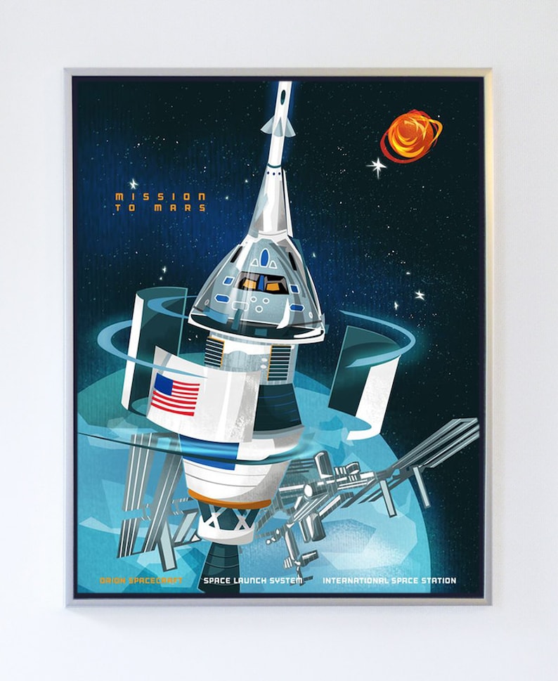 11 x 14 Mars Mission Orion, SLS Science Poster Art Print, Original Illustration Stellar Science Series™ image 2