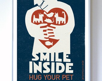 Wall Decor - Pet Care Animal Poster - Graphic Art Poster - Dog, Cat, Art Print - Typography