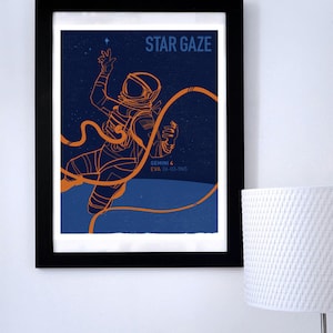 11x14 Star Gaze Space Walk Gemini Astronaut, NASA art, Science Poster, Art Print, Stellar Science Series™
