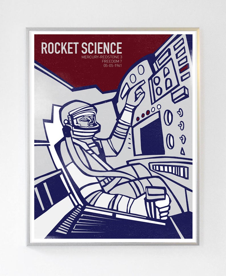 11x14 Mercury Redstone 3 Freedom 7 Capsule, Science Poster, Art Print NASA art, Stellar Science Series™ image 1