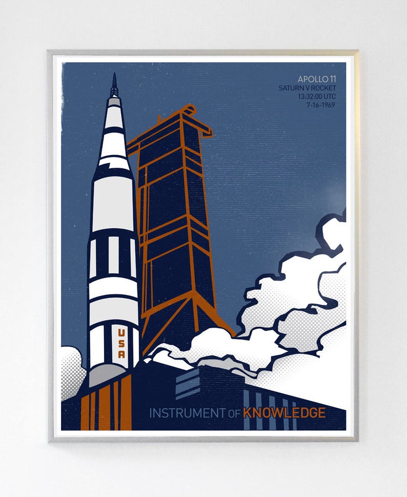 11x14 Science Poster Art Print Apollo 11 Lunar Mission Saturn V Rocket Stellar Science Series™ image 1