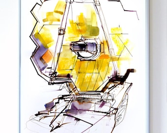 James Webb Space Telescope at Goddard Space Center, Science Poster Art Print, Original Illustration - Stellar Science Series™