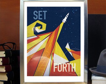 LARGE Set Forth, Science Poster, Art Print, Original Illustration, Stellar Science Series - Wall Art