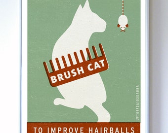 Brush Cat Original Illustration - PSA series - Typography Poster Print
