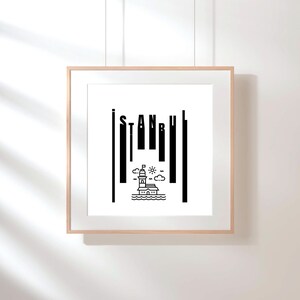 istanbul line art,line digital art,istanbul travel,istanbul beatiful wall art