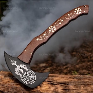 Viking Axe Custom Gift Hand Forged Carbon Steel with Ash Wood Shaft, Wedding Gift, Axes, Larp axe. Best Birthday & Anniversary Gift For Him