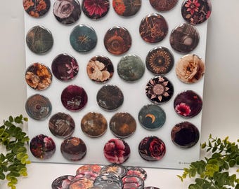 Set of 8 Office Magnets, Refrigerator Magnets, Flair Button Magnets, Bridesmaid Gift, Gift Ideas, Magnets, Gothic Magnets, Dark Magnets
