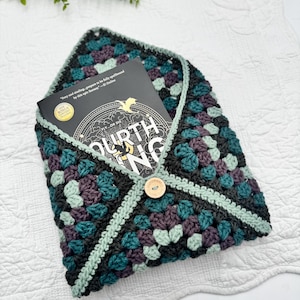 Book Sleeve, Book Cover, Crocheted Book Sleeve, Envelope Style Bag, Bookish, Book Holder, Book Bag, Bag, Purse Organizer, Button Clasp, Book
