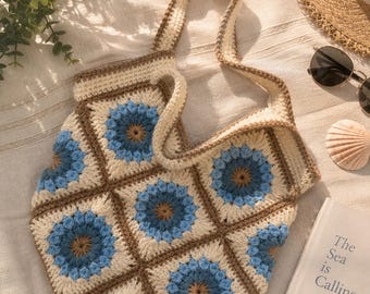 Shoulder Bag, Shoulder Purse, Tote Bag, Purse, Handmade Bag, Granny Square Bag, Sunflower Purse, Flower Bag, Beach Bag, Summer Purse
