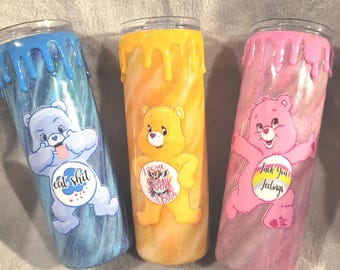 Swear Bear Glittered Tumbler: Sarcastic Epoxy Milkyway Drip 20oz