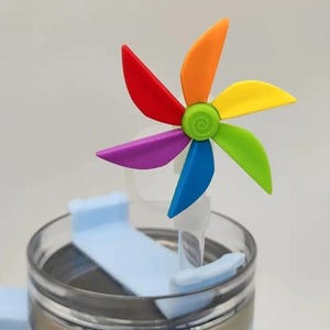 Straw Topper, Pinwheel Straw Caps For Tumblers, Tumbler Straw Toppers and Caps, Rainbow Straw Topper, Tumbler Accessories