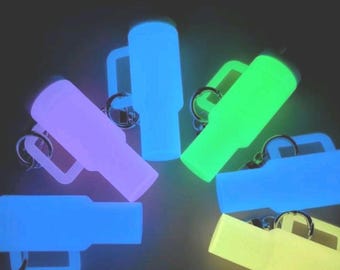 Glow in the Dark Mini Tumbler Keychain: Lip Balm Holder, Backpack Clip