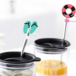 Summer and Beach Straw Toppers, Straw Caps, Tumbler Accessories, Tumbler Straw Toppers, Gifts for her, beach drinkware accessories
