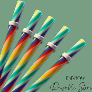 Reusable Tumbler Straws: Rainbow or Glitter, Replacement Straws
