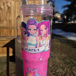 KPop Pink Lava Snowglobe Tumbler: 40 oz Anime Demon Hunter Tumbler