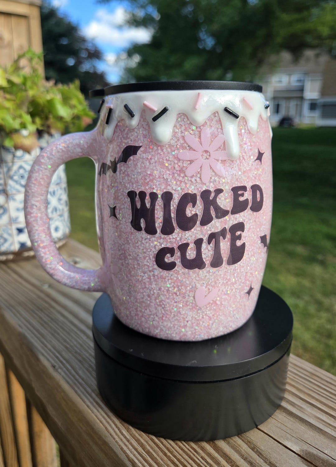 Pink Glitter Coffee Mug: Icing Drip Rim With Sprinkles - Etsy