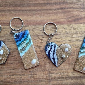 Custom Personalized Keychain Ocean/Beach Scene Handmade
