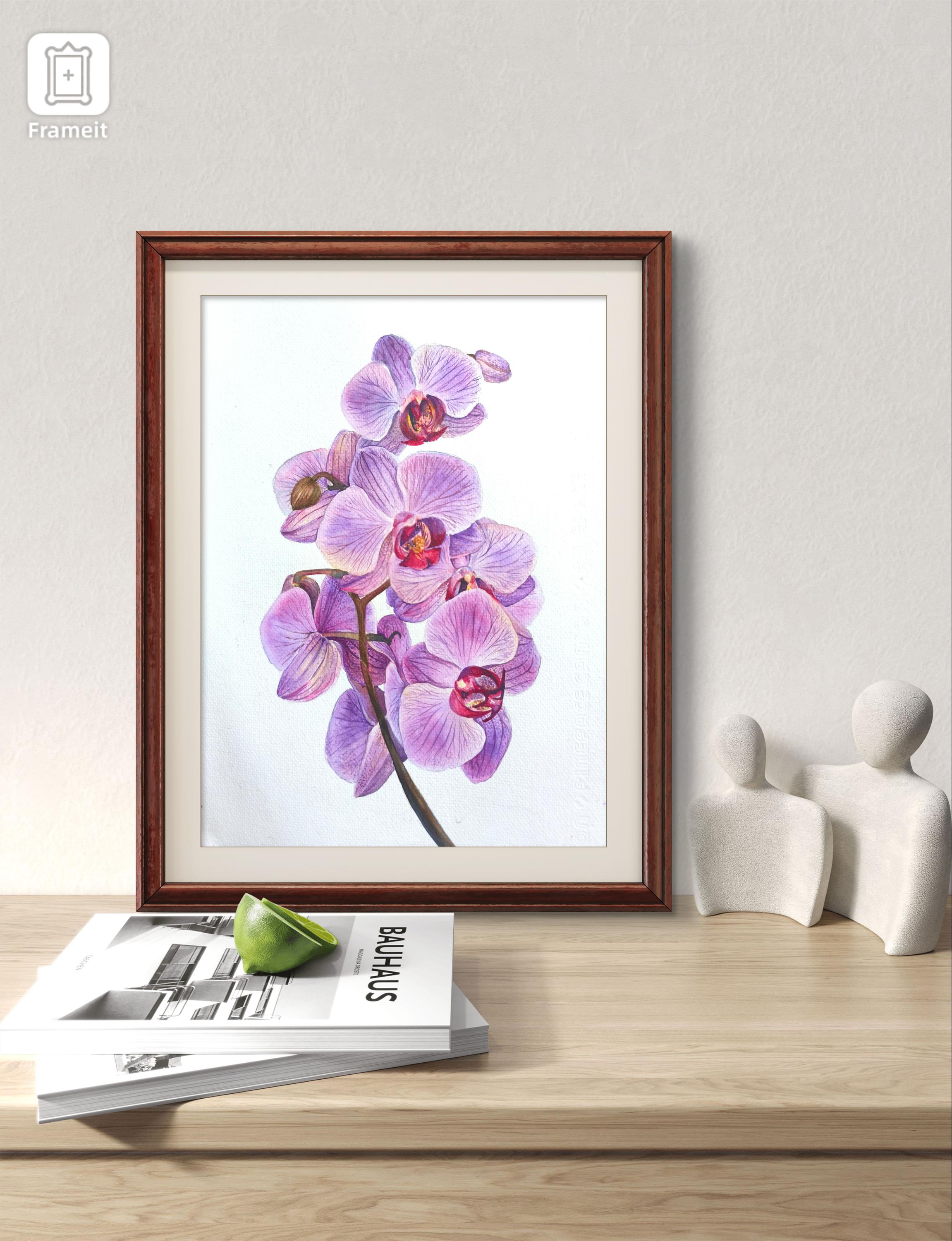 Purple Orchid Watercolor Wall Art Printable Floral Artwork