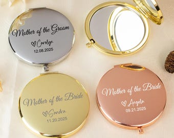 Espejo de bolsillo personalizado como recuerdo de boda, regalo para la madre de la novia, regalo para la madre del novio, regalos de boda, espejo compacto, regalo para mamá