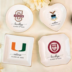 Graduation Gifts, Personalized Graduation Jewelry Dish, Custom University Logo Ring Dish, Class of 2025 College Graduation, Trinket Dish