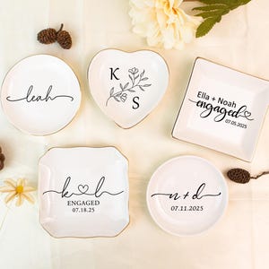 Engagement Ring Dish, Personalized Jewelry Tray, Custom Trinket Dish, Wedding Ring Dish, Engagement Gifts, Anniversary Gift, Graduation Gift