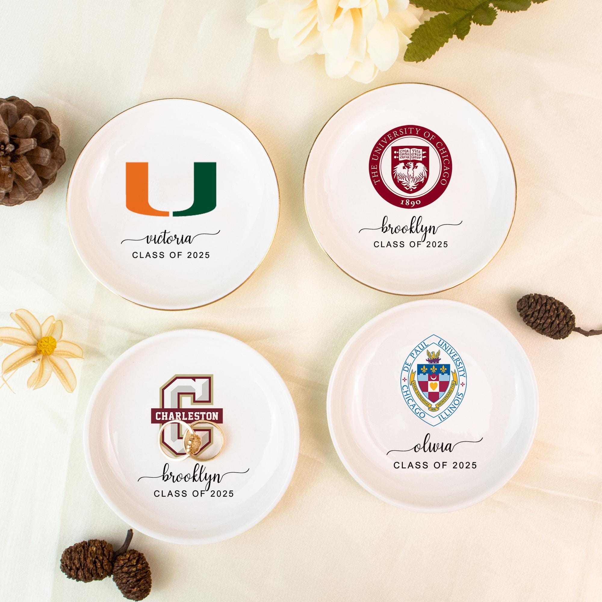 University Custom Trinket Ring Dish, Personalized Graduation University Jewelry Tray, Personalized Handmade College Merch, Graduate Gift