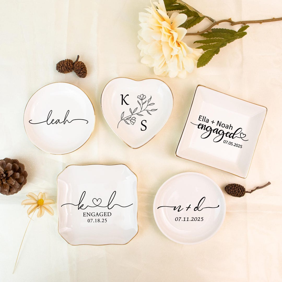 Engagement Ring Dish, Personalized Jewelry Tray, Custom Trinket Dish ...