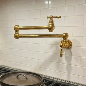 Nielakierowany mosiężny napełniacz do garnków, mosiężny kran kuchenny, napełniacz do garnków kuchennych, napełniacz do garnków ścienny