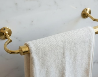 Porte-serviettes en laiton non laqué, porte-serviette de salle de bain, suspension murale pour serviette, porte-serviette vintage